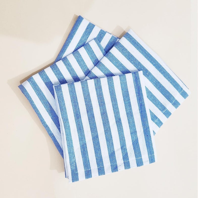 Aarnikawrap Hygienic 15 x 15 Inch Chapati Covers Roti Rumal Roti Clothes Wrap Roti Square Flap Cover Pack 4 Blue Stripes - Image 1