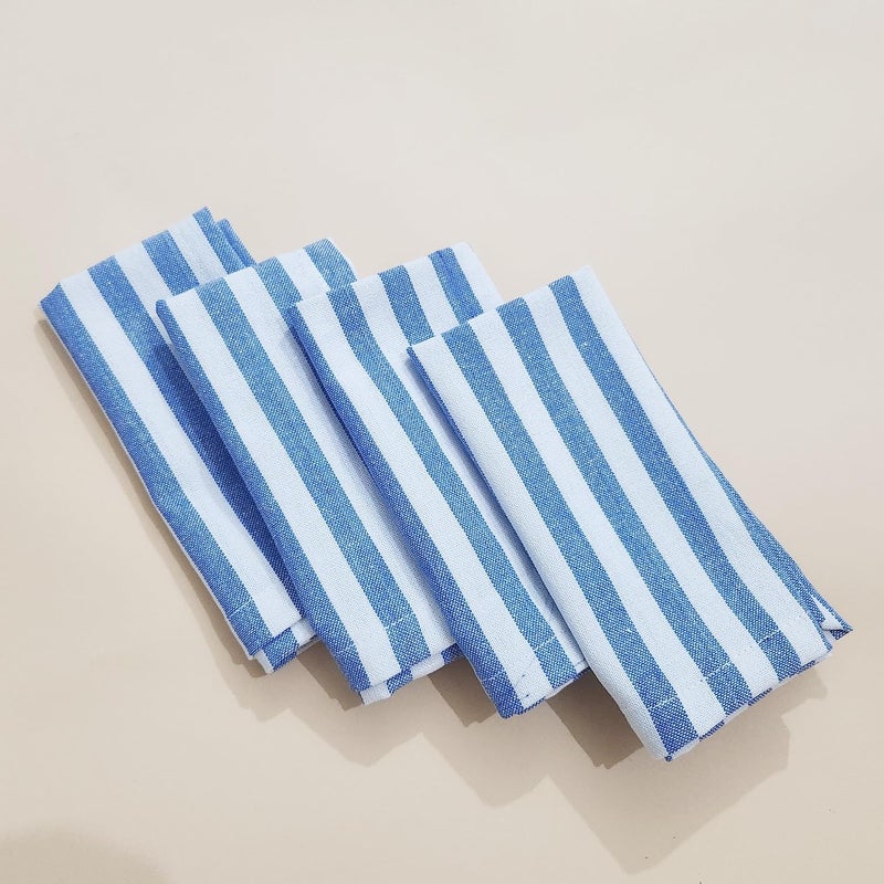 Aarnikawrap Hygienic 15 x 15 Inch Chapati Covers Roti Rumal Roti Clothes Wrap Roti Square Flap Cover Pack 4 Blue Stripes - Image 4