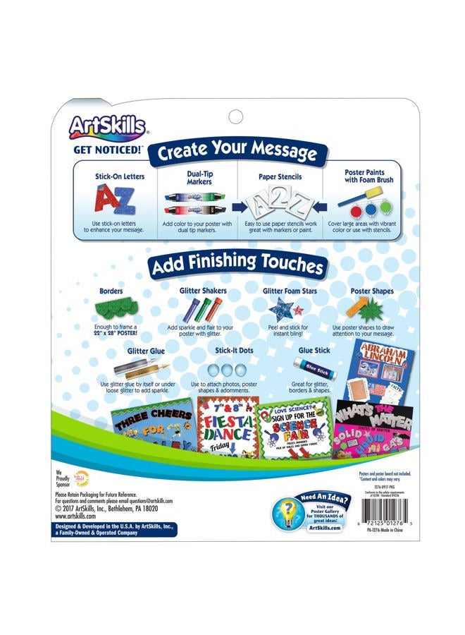 ArtSkills Poster Making Kit Arts and Crafts Supplies Includes Washable Markers, Stencils, Letters, Glitter, Glue, and More, 274 Pieces, Multi-Colored - Image 5