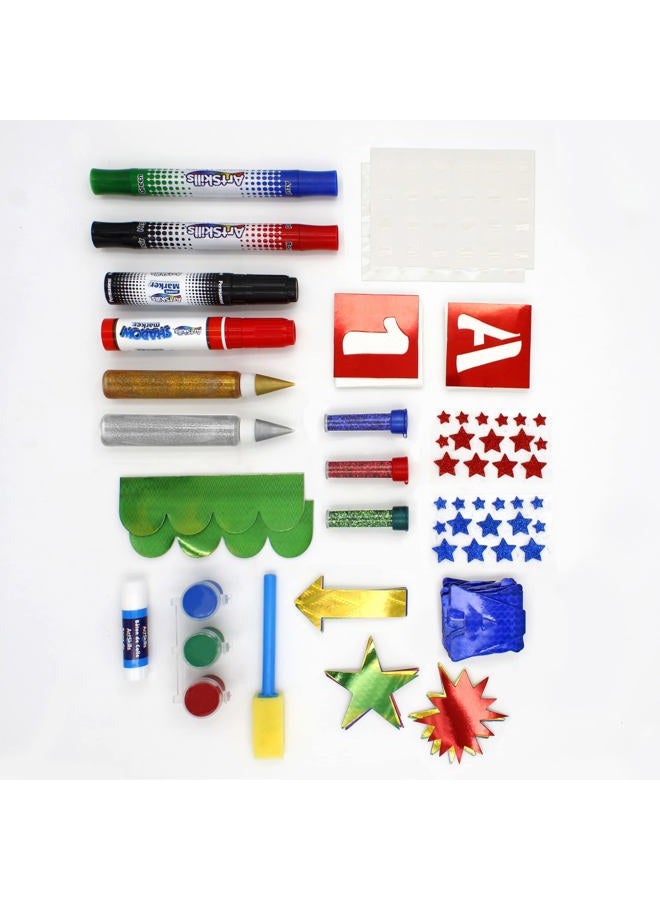 ArtSkills Poster Making Kit Arts and Crafts Supplies Includes Washable Markers, Stencils, Letters, Glitter, Glue, and More, 274 Pieces, Multi-Colored - Image 3
