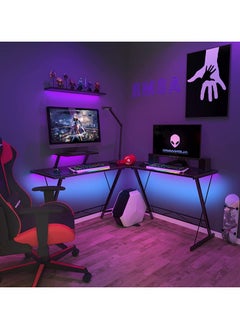 OHAHO L-Shaped Gaming Table Computer Corner Desk, L Shaped Home Office Desk, Large Gaming Desk Sturdy Writing Desk Writing Workstation, Simple Modern Gaming Desk (Black, 51inch)  - Image 2