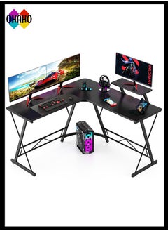 OHAHO L-Shaped Gaming Table Computer Corner Desk, L Shaped Home Office Desk, Large Gaming Desk Sturdy Writing Desk Writing Workstation, Simple Modern Gaming Desk (Black, 51inch)  - Image 1