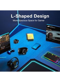 OHAHO L-Shaped Gaming Table Computer Corner Desk, L Shaped Home Office Desk, Large Gaming Desk Sturdy Writing Desk Writing Workstation, Simple Modern Gaming Desk (Black, 51inch)  - Image 3