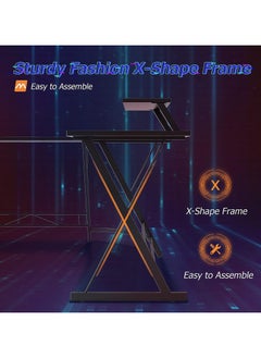 OHAHO L-Shaped Gaming Table Computer Corner Desk, L Shaped Home Office Desk, Large Gaming Desk Sturdy Writing Desk Writing Workstation, Simple Modern Gaming Desk (Black, 51inch)  - Image 5