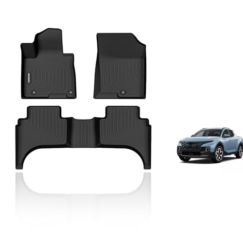 KELCSEECS Floor Mats Custom for Hyundai Santa Cruz 2024 2023 2022 All Weather Protection TPE Heavy Duty Non-Slip Automotive Floor Liners Fits Front & 2nd Row full set Accessories, Black - Image 1