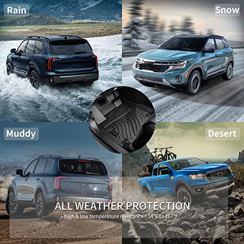 KELCSEECS Floor Mats Custom for Hyundai Santa Cruz 2024 2023 2022 All Weather Protection TPE Heavy Duty Non-Slip Automotive Floor Liners Fits Front & 2nd Row full set Accessories, Black - Image 3