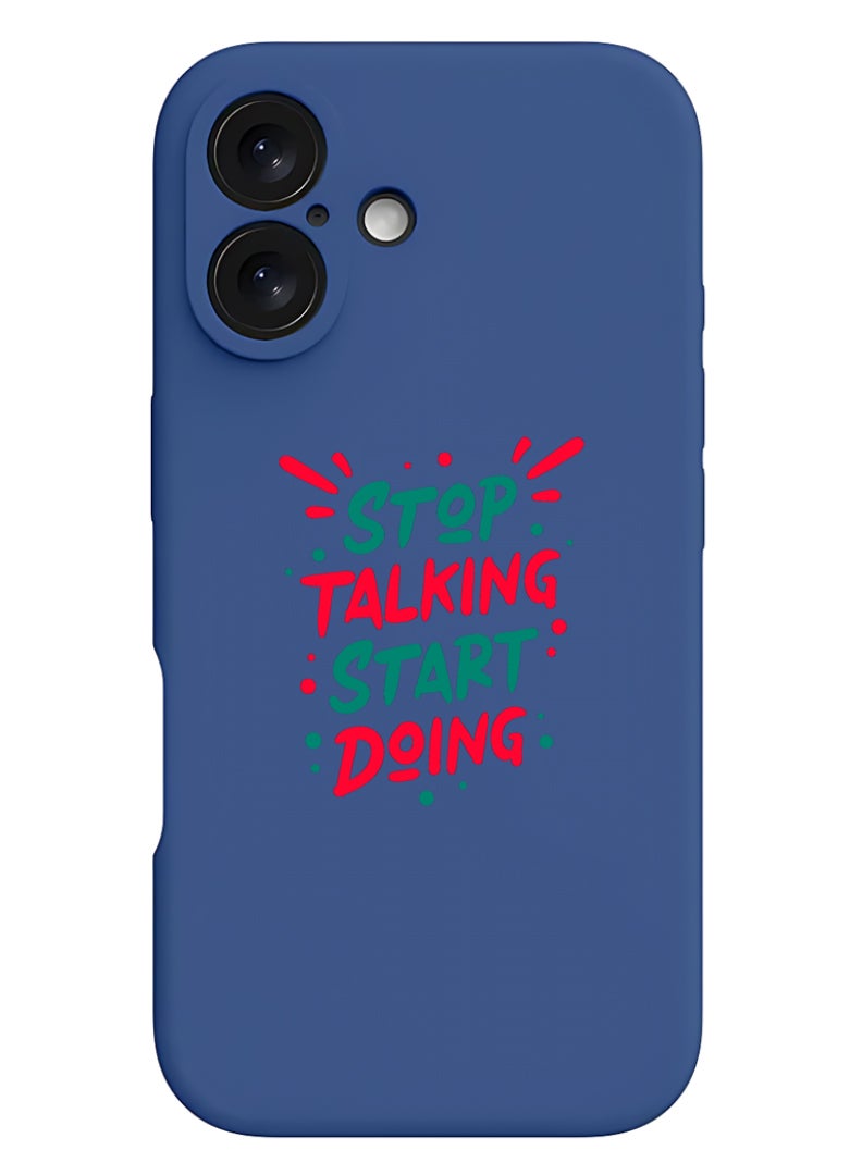 Theodor iPhone 16 Blue Protective Slim Fit Case Liquid Silicone Cover with Full Body Protection Anti-Scratch Shockproof Case For iPhone - stop talking - Image 1