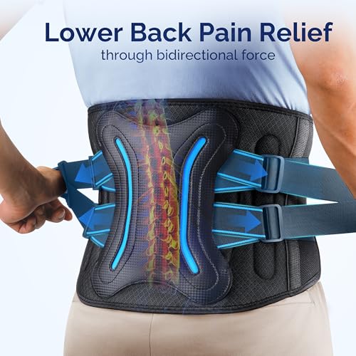 FEATOL Lower Back Brace with 5 Reinforced Stays for Women and Men, Adjustable Snug-Fit Lumbar Support Belt for Work, Size 3XL, Waist 48.4"-53.1" - Image 3