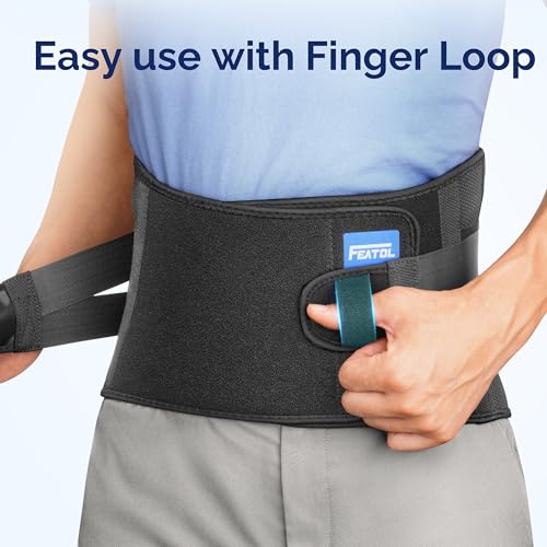 FEATOL Lower Back Brace with 5 Reinforced Stays for Women and Men, Adjustable Snug-Fit Lumbar Support Belt for Work, Size 3XL, Waist 48.4"-53.1" - Image 5