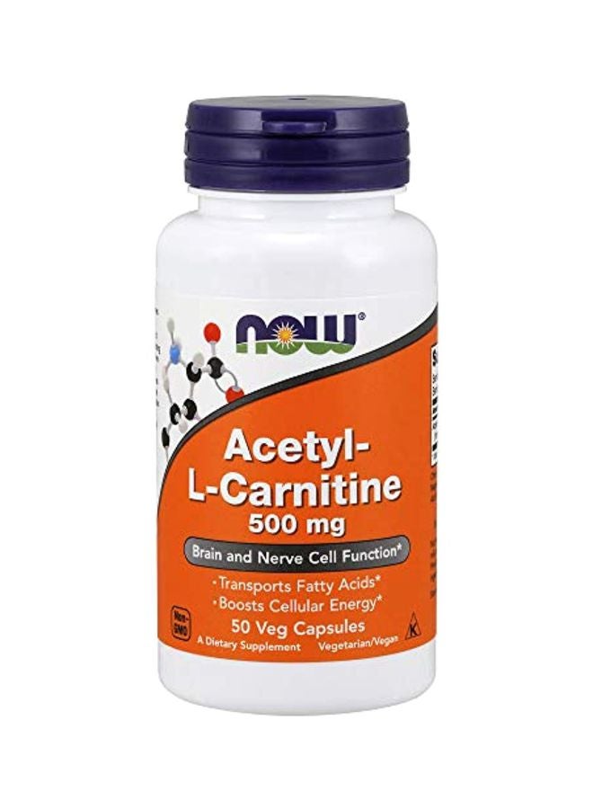 Now Foods Acetyl-L Carnitine 500mg - 50 Veg Capsules - Image 1