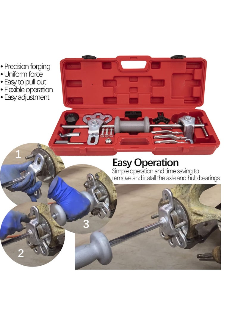 Excefore - Slide Hammer Puller Set, 9 Way Slide Hammer Puller Set, Large Slide Hammer, Hub Hammer, Wheel Hub Puller Tool, Bearing Slide Hammer Puller Set, Internal and External Puller - Image 1