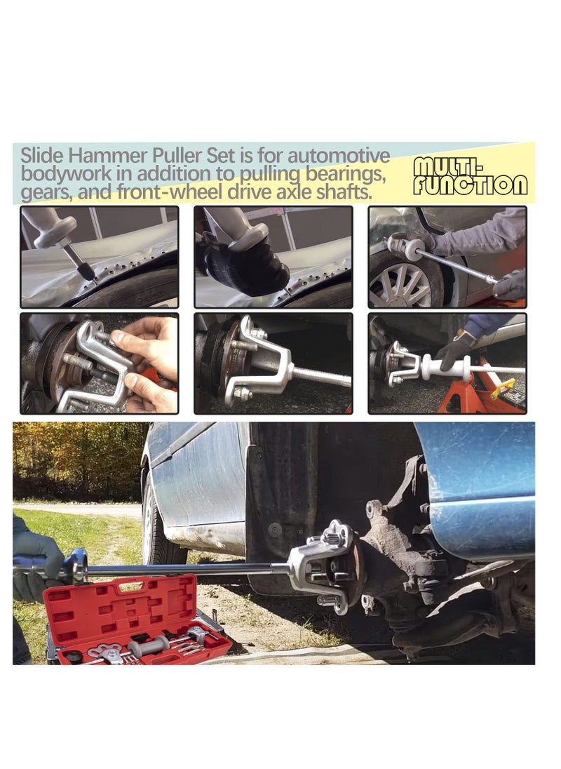 Excefore - Slide Hammer Puller Set, 9 Way Slide Hammer Puller Set, Large Slide Hammer, Hub Hammer, Wheel Hub Puller Tool, Bearing Slide Hammer Puller Set, Internal and External Puller - Image 1