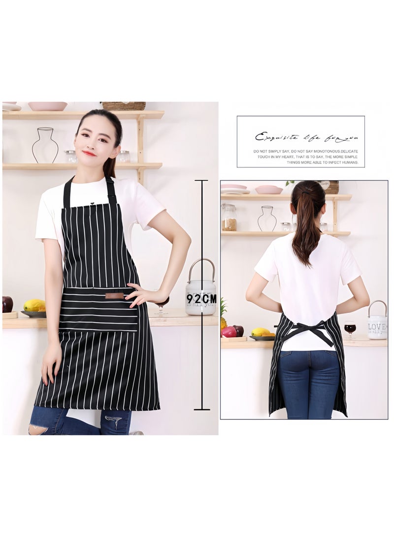 DRAVEN - GG Aprons for Women Men, 2 Pack Adjustable Waterproof kitchen Bib with 2 Pockets, for BBC Chef Cooking Grilling Waitress Work, Brown Black Apron, Machine Washable & Durable - Image 4