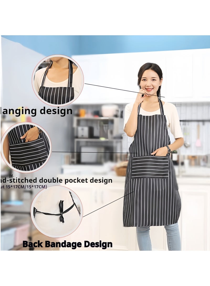 DRAVEN - GG Aprons for Women Men, 2 Pack Adjustable Waterproof kitchen Bib with 2 Pockets, for BBC Chef Cooking Grilling Waitress Work, Brown Black Apron, Machine Washable & Durable - Image 3