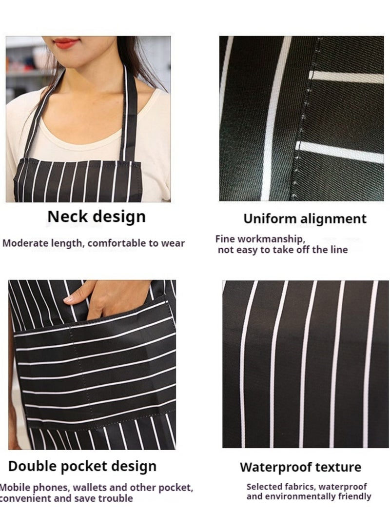 DRAVEN - GG Aprons for Women Men, 2 Pack Adjustable Waterproof kitchen Bib with 2 Pockets, for BBC Chef Cooking Grilling Waitress Work, Brown Black Apron, Machine Washable & Durable - Image 2