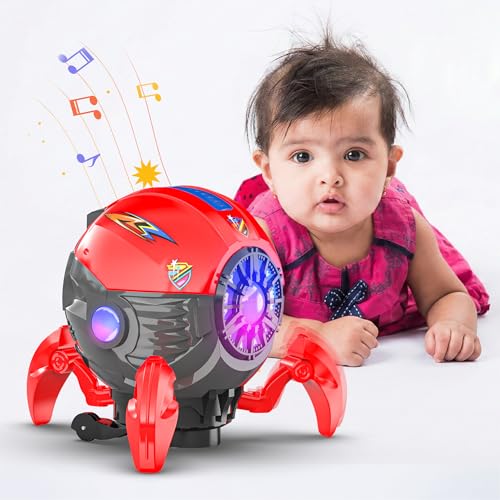 Mirana Space Octopus Bump & Go Musical Toy for Kids – AA Battery Powered – 360 Rotation and Auto Direction Change - Inbuilt Speakers & RGB Lights – Gift for Boys & Girls 1+ Years (Red) - Image 1