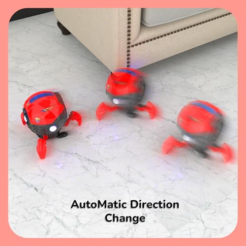 Mirana Space Octopus Bump & Go Musical Toy for Kids – AA Battery Powered – 360 Rotation and Auto Direction Change - Inbuilt Speakers & RGB Lights – Gift for Boys & Girls 1+ Years (Red) - Image 4