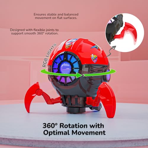 Mirana Space Octopus Bump & Go Musical Toy for Kids – AA Battery Powered – 360 Rotation and Auto Direction Change - Inbuilt Speakers & RGB Lights – Gift for Boys & Girls 1+ Years (Red) - Image 5