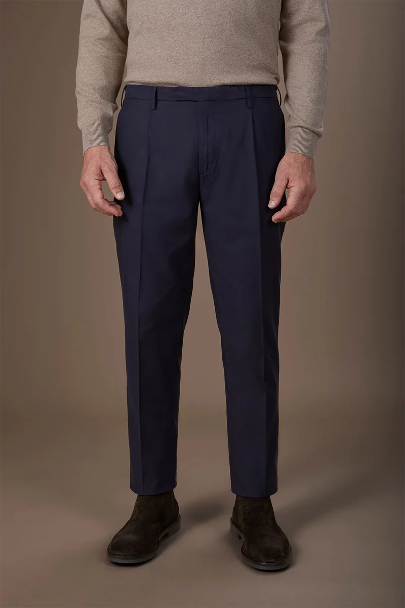 Classic regular fit twill trousers for men - Dk Blue