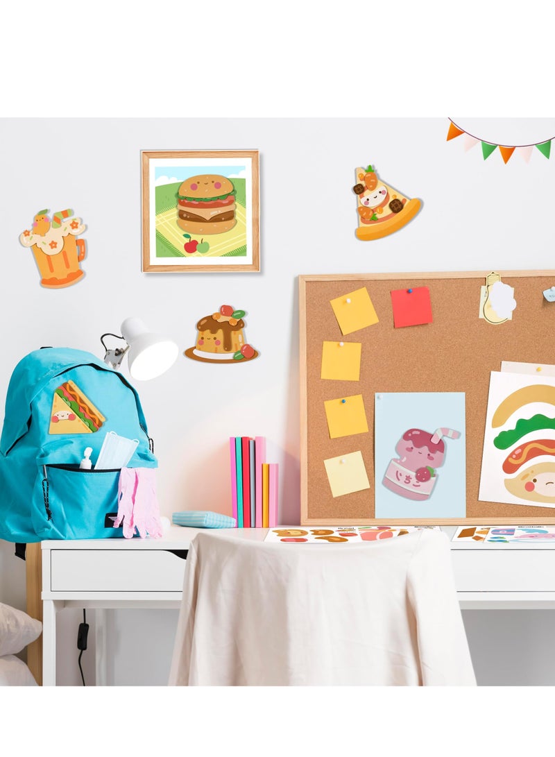 بطاقات لاصقة ثلاثية الأبعاد نشاط فني للأطفال المرح مع الأطعمة DIY Craft ملصق بطاقة خربش ملصق الفن للأطفال مجموعات الحرف اليدوية هدايا لمرحلة ما قبل المدرسة طفل بنين بنات للحرف اليدوية لوازم الفصول الدراسية