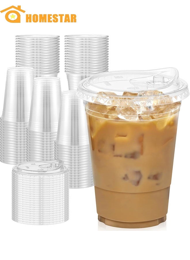هومستر 50 حزمة 16 أوقية أكواب بلاستيكية واضحة مع الأغطية ، قوية ، أكواب قهوة ثلجية آمنة للأغذية مع الأغطية ، أكواب بلاستيكية قابلة للتخلص للمشروبات الباردة - Image 1