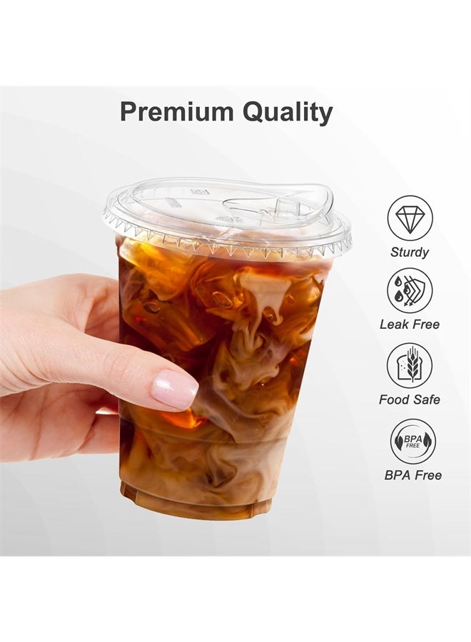 هومستر 50 حزمة 16 أوقية أكواب بلاستيكية واضحة مع الأغطية ، قوية ، أكواب قهوة ثلجية آمنة للأغذية مع الأغطية ، أكواب بلاستيكية قابلة للتخلص للمشروبات الباردة - Image 2