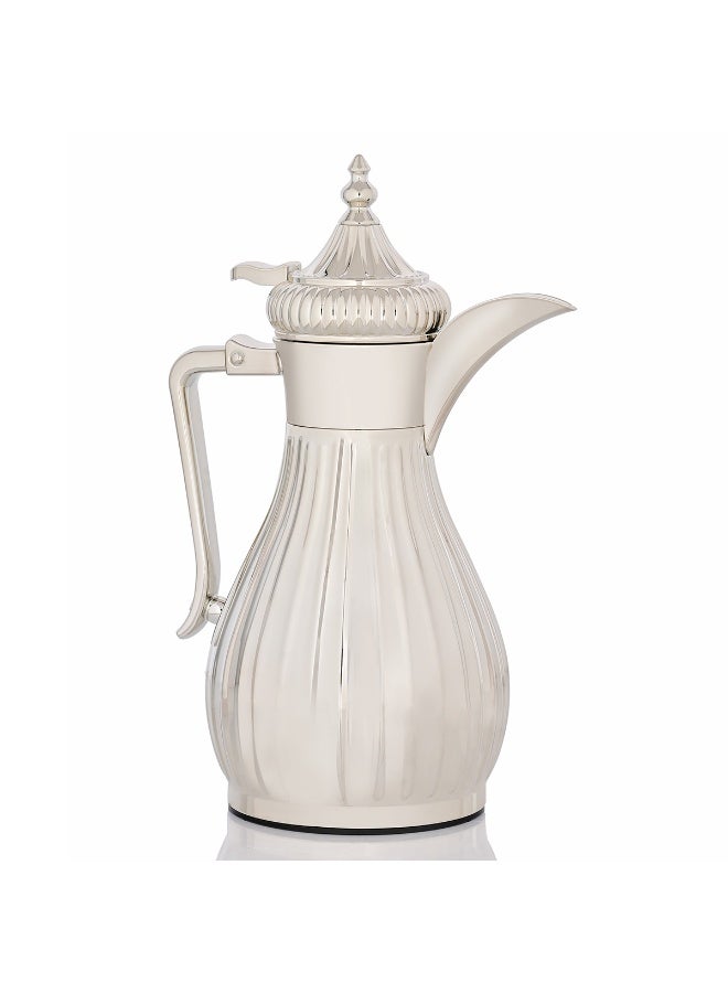 Alsaif Gallery Tamim 5 Thermos, 0.60 L, Glass Inner Container, Stainless Steel Outer Body - Silver