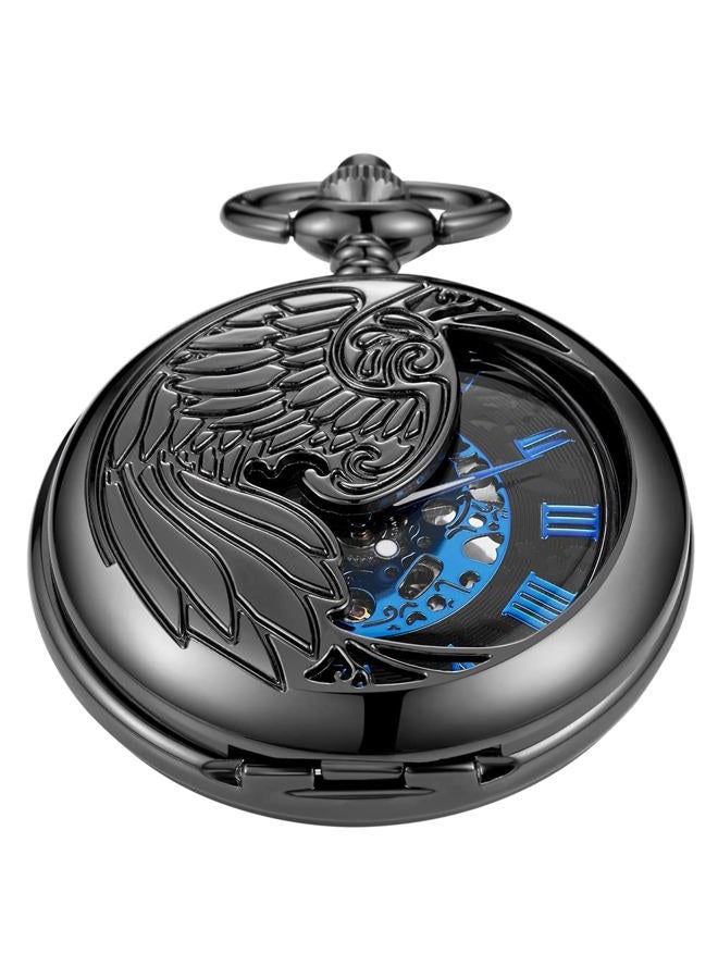 Whodoit Vintage Mechanical Men's Pocket Watch, Roman Dial Clock Hand Wind Pocket Watch for Men with FOB Chain Gift, MW151 - Image 1
