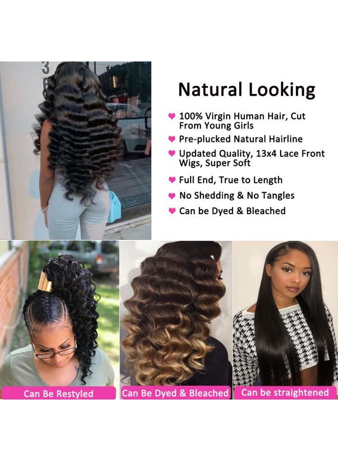 Bworto Loose Deep Wave 13x4 Lace Front Wigs Human Hair Pre Plucked Loose Deep Curly Lace Frontal Wigs for Black Women Natural Hairline 20 Inch - Image 5