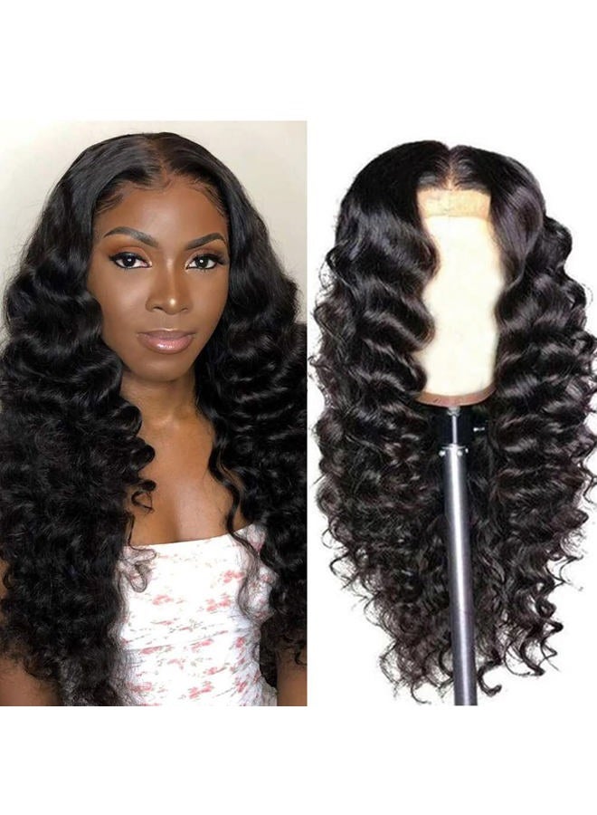 Bworto Loose Deep Wave 13x4 Lace Front Wigs Human Hair Pre Plucked Loose Deep Curly Lace Frontal Wigs for Black Women Natural Hairline 20 Inch - Image 1