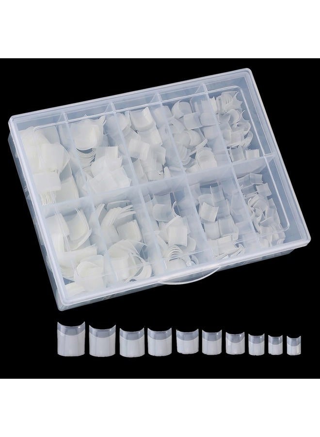 Beuniar Acrylic Natural Nail Tips 500Pcs Short French Artificial Square False Tip for Manicure with Storage Box - Image 1