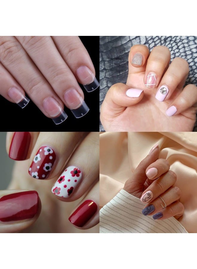 Beuniar Acrylic Natural Nail Tips 500Pcs Short French Artificial Square False Tip for Manicure with Storage Box - Image 3