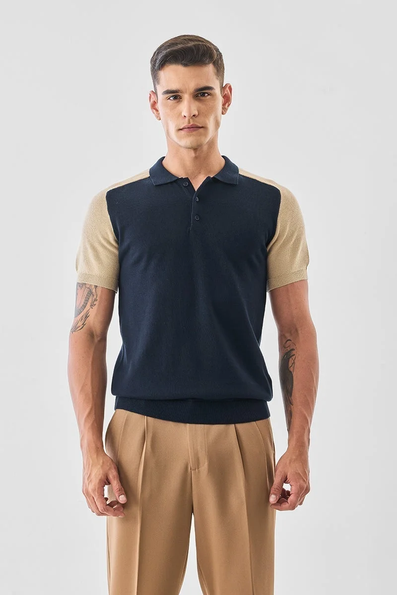 سنيتش تي شيرت بولو بألوان متداخلة بقصة عادية