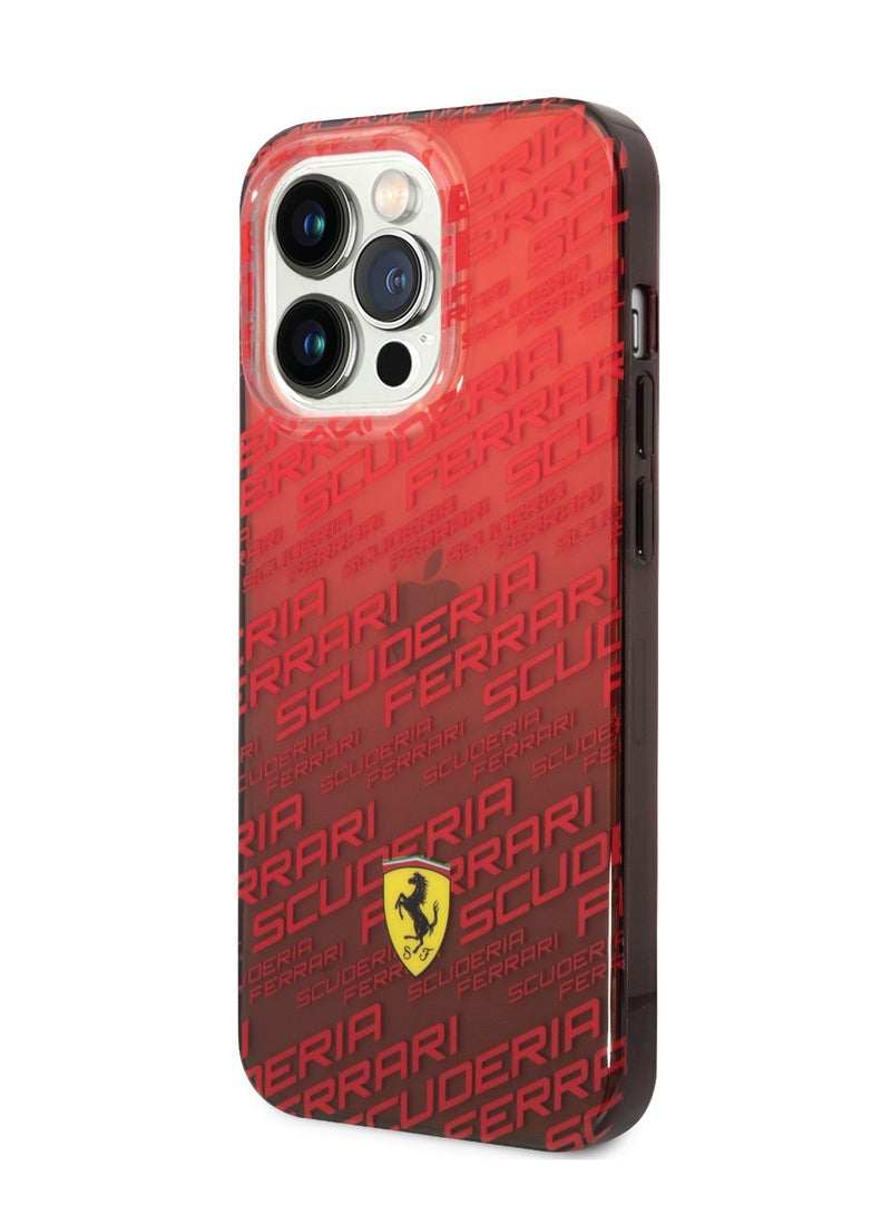 Ferrari iPhone 14 Pro Max Case Gradient PC/TPU Back Cover with Allover Scuderia & Dyed Bumper / Lifted Ring Case / Slim Profile / Easy Snap-On - Red - Image 3
