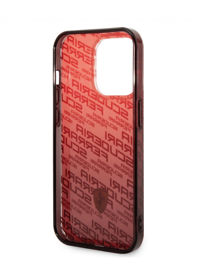 Ferrari iPhone 14 Pro Max Case Gradient PC/TPU Back Cover with Allover Scuderia & Dyed Bumper / Lifted Ring Case / Slim Profile / Easy Snap-On - Red - Image 4