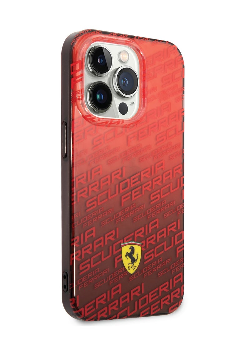 Ferrari iPhone 14 Pro Max Case Gradient PC/TPU Back Cover with Allover Scuderia & Dyed Bumper / Lifted Ring Case / Slim Profile / Easy Snap-On - Red - Image 2