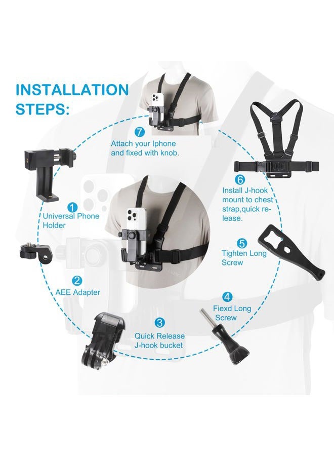 PELLKING Mobile Phone Chest Mount Harness Strap Holder Cell Phone Clip Action Camera POV for Samsung iPhone Plus etc - Image 4
