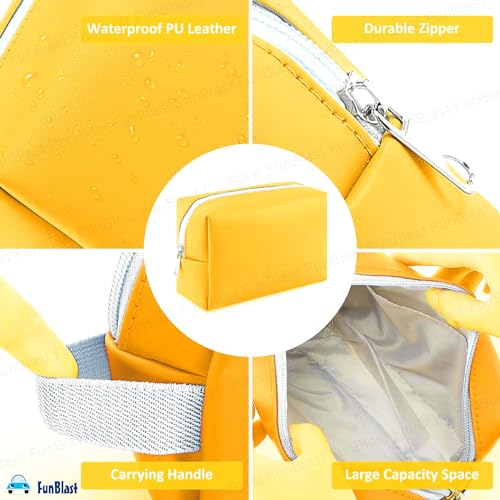 FunBlast Pouches for Womens - Cosmetic Pouch Makeup Pouch, PU Leather Toiletry Pouch for Women, Multipurpose Pouch Case with Zipper Lock, Portable Travel Pouch, Money Purse for Girls & Women (Yellow) - Image 3