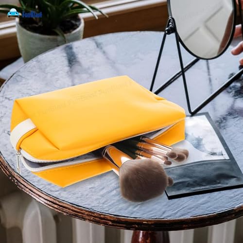 FunBlast Pouches for Womens - Cosmetic Pouch Makeup Pouch, PU Leather Toiletry Pouch for Women, Multipurpose Pouch Case with Zipper Lock, Portable Travel Pouch, Money Purse for Girls & Women (Yellow) - Image 5