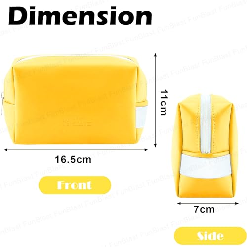 FunBlast Pouches for Womens - Cosmetic Pouch Makeup Pouch, PU Leather Toiletry Pouch for Women, Multipurpose Pouch Case with Zipper Lock, Portable Travel Pouch, Money Purse for Girls & Women (Yellow) - Image 2