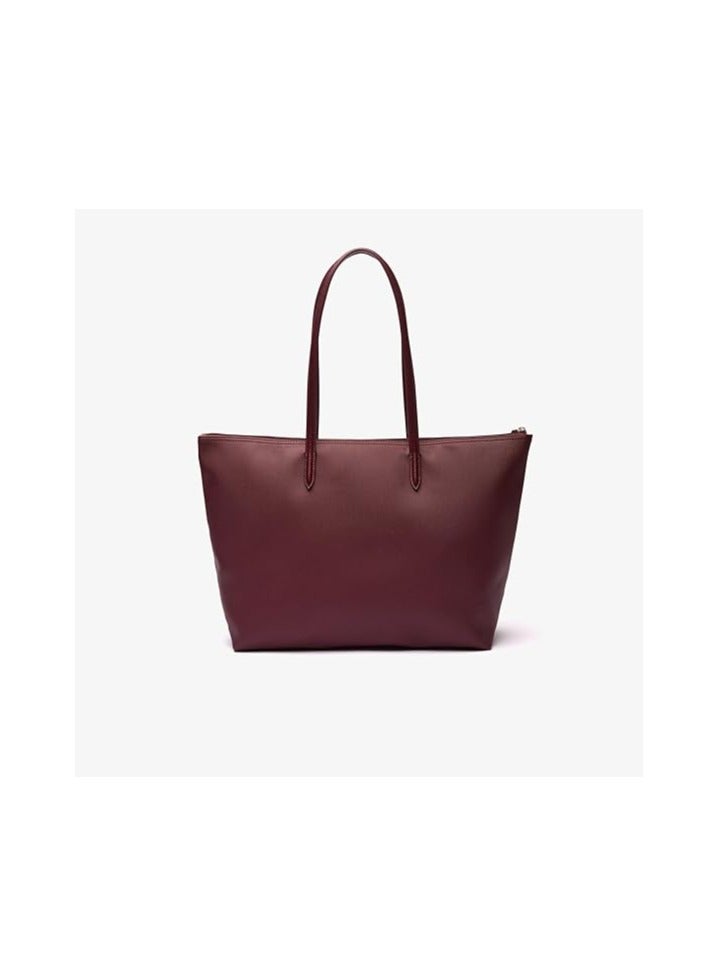 LACOSTE Lacoste Women's L12.12 Concept Fashion Versatile Large Capacity Zipper  Single Shoulder Bag Tote Bag,Large tote BAG, Medium Claret  - Image 3