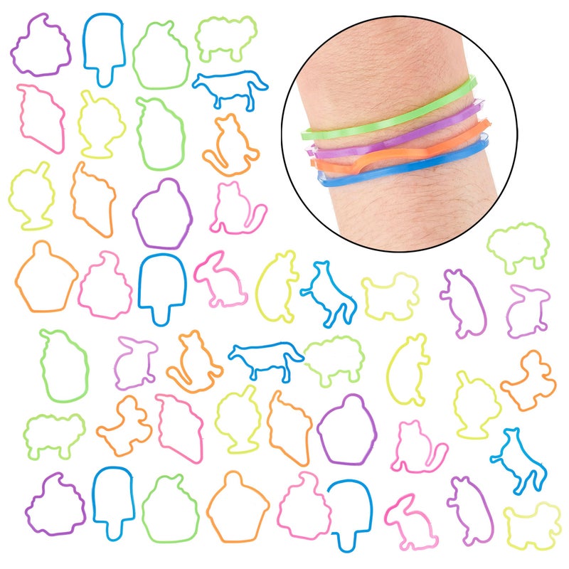 Expressions 48pc Shaped Gummie Bracelets - Bulk Pack Bright Colored Shaped Rubberband Bracelets | Bracelet Rubber Bands Kit, Rubber Bracelets For Kids & Kids Party Favors, Colored Rubber Bands - Image 3