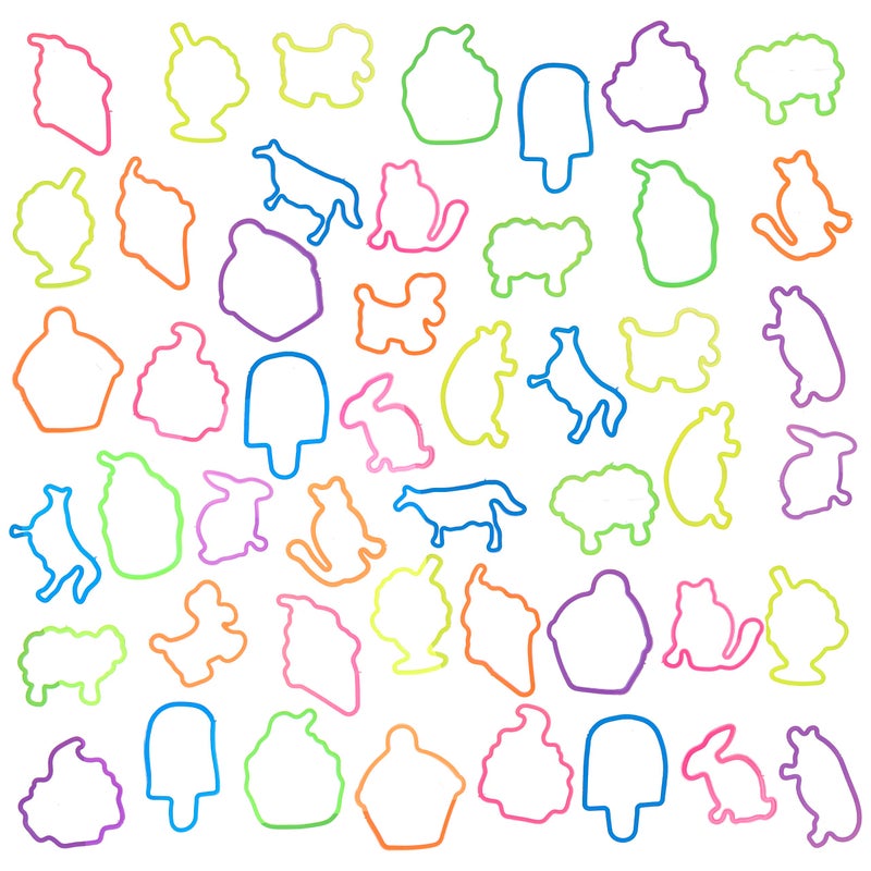 Expressions 48pc Shaped Gummie Bracelets - Bulk Pack Bright Colored Shaped Rubberband Bracelets | Bracelet Rubber Bands Kit, Rubber Bracelets For Kids & Kids Party Favors, Colored Rubber Bands - Image 1