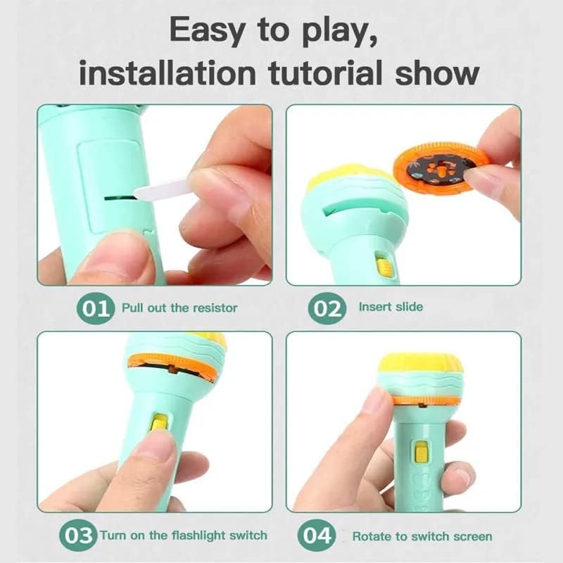 Storio 3 شرائح 24 نمط مصباح يدوي مصغر لعبة عرض شرائح مصباح يدوي للأطفال قصص النوم ألعاب للأطفال الصغار، ألعاب تعليمية، فضاء، حيوانات وأطعمة - Image 5