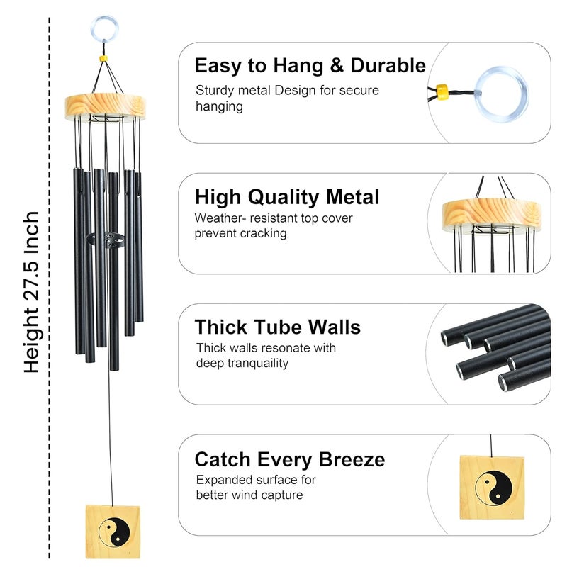 ZAICUS Home Decor Wind Chimes – 27 Inch Hanging Metal Wind Chime for Balcony Garden, Windchime for Indoor Outdoor Decoration, New Home Gift - Image 4