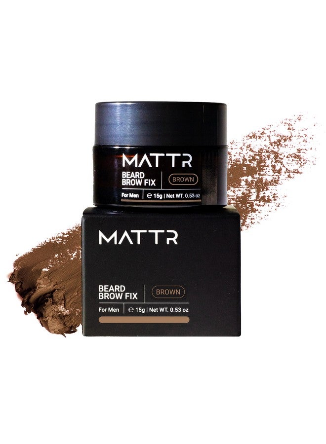 MATTR Beard/Brow Fix Cosmetic Solutions For Men Hair Filler And Growth Promoting Dye For Patchy Beards Grey Hair Coverage Hairlines & Eyebrows Vegan Makeup Travelsize Jar 15G (Brown)  - Image 1