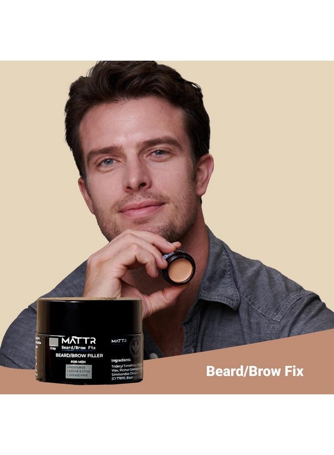 MATTR Beard/Brow Fix Cosmetic Solutions For Men Hair Filler And Growth Promoting Dye For Patchy Beards Grey Hair Coverage Hairlines & Eyebrows Vegan Makeup Travelsize Jar 15G (Brown)  - Image 4