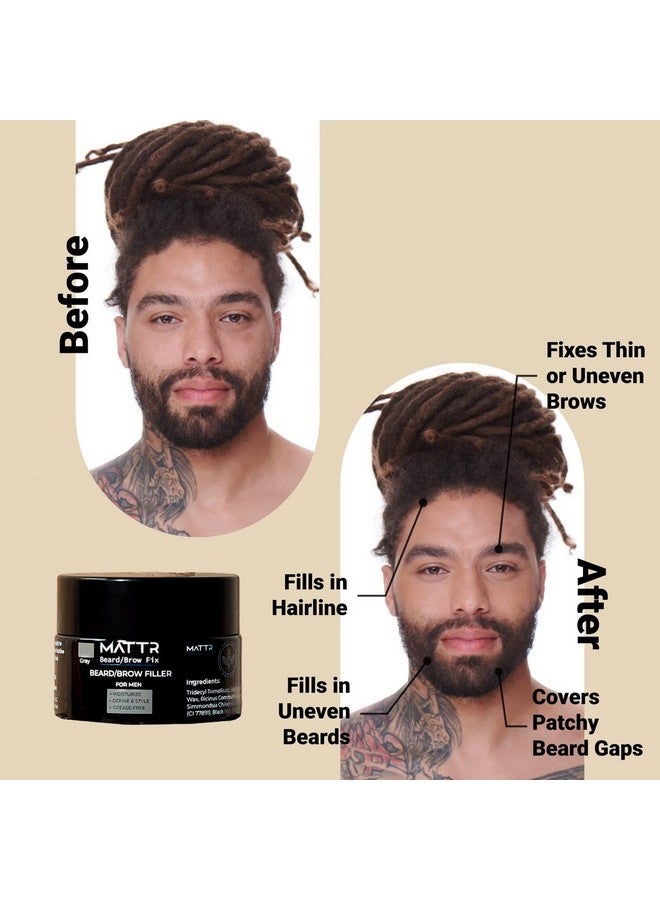 MATTR Beard/Brow Fix Cosmetic Solutions For Men Hair Filler And Growth Promoting Dye For Patchy Beards Grey Hair Coverage Hairlines & Eyebrows Vegan Makeup Travelsize Jar 15G (Brown)  - Image 3