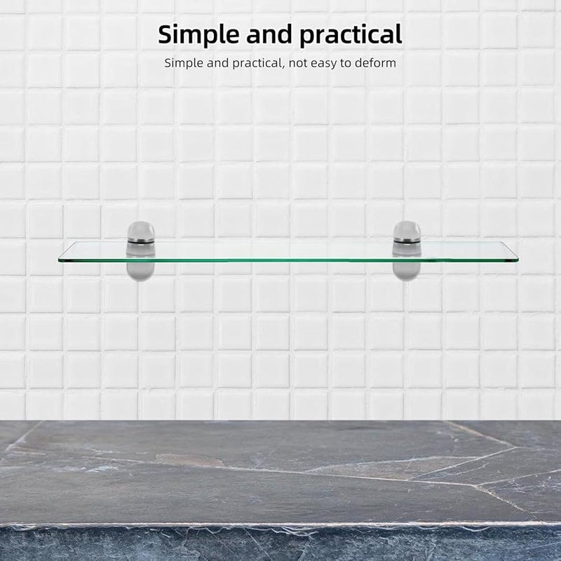 2Pcs Brushed Nickel Adjustable Glass Gripper Clamp Wall Mounted Shelf Holder - Image 5