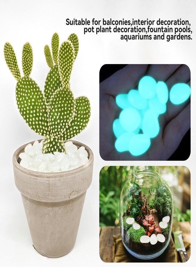 Bilkeru 100 Pcs Luminous Pebbles, Glow in The Dark Garden Pebbles Stones Luminous Fish Tank Aquariums Rocks for DIY, Fish Tank, Potted Plants,Succulents Decorative, Outdoor Indoor Use (White) - Image 5